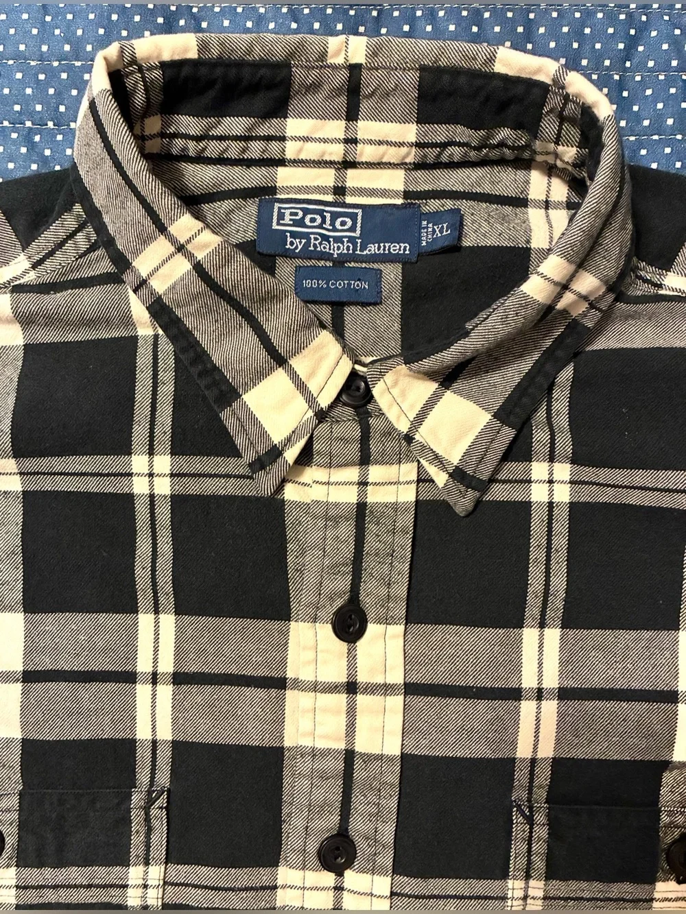 VTG. 90’S POLO RALPH LAUREN COTTON FLANNEL- SIZE X-LARGE
